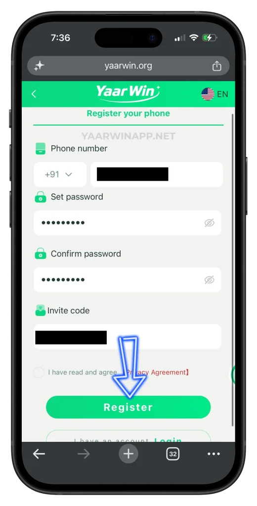 Yaarwin-register-page