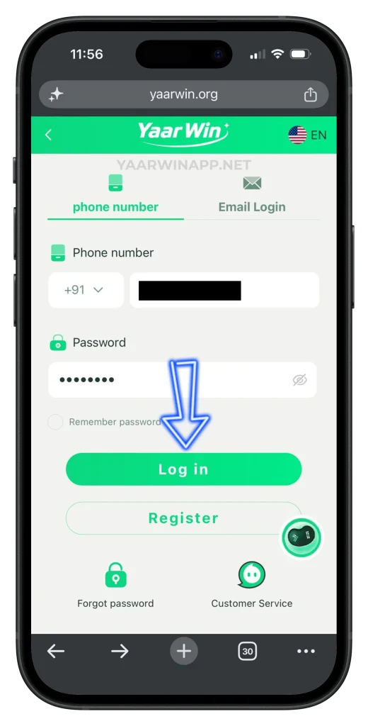yaarwin-login-page